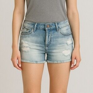 GRG DNM Montreal Women's Size 7 Stretch Denim Shorts Light Wash Distressed